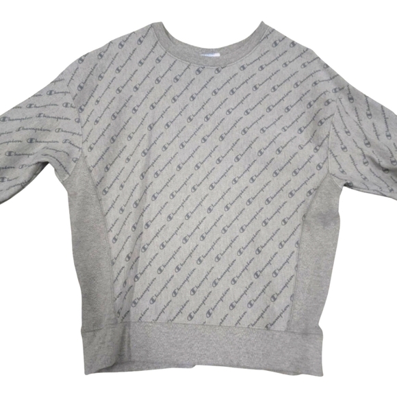 Champion Reverse Weave All Over Spell Out Crew Sweatshirt Size L - Picture 2 of 8